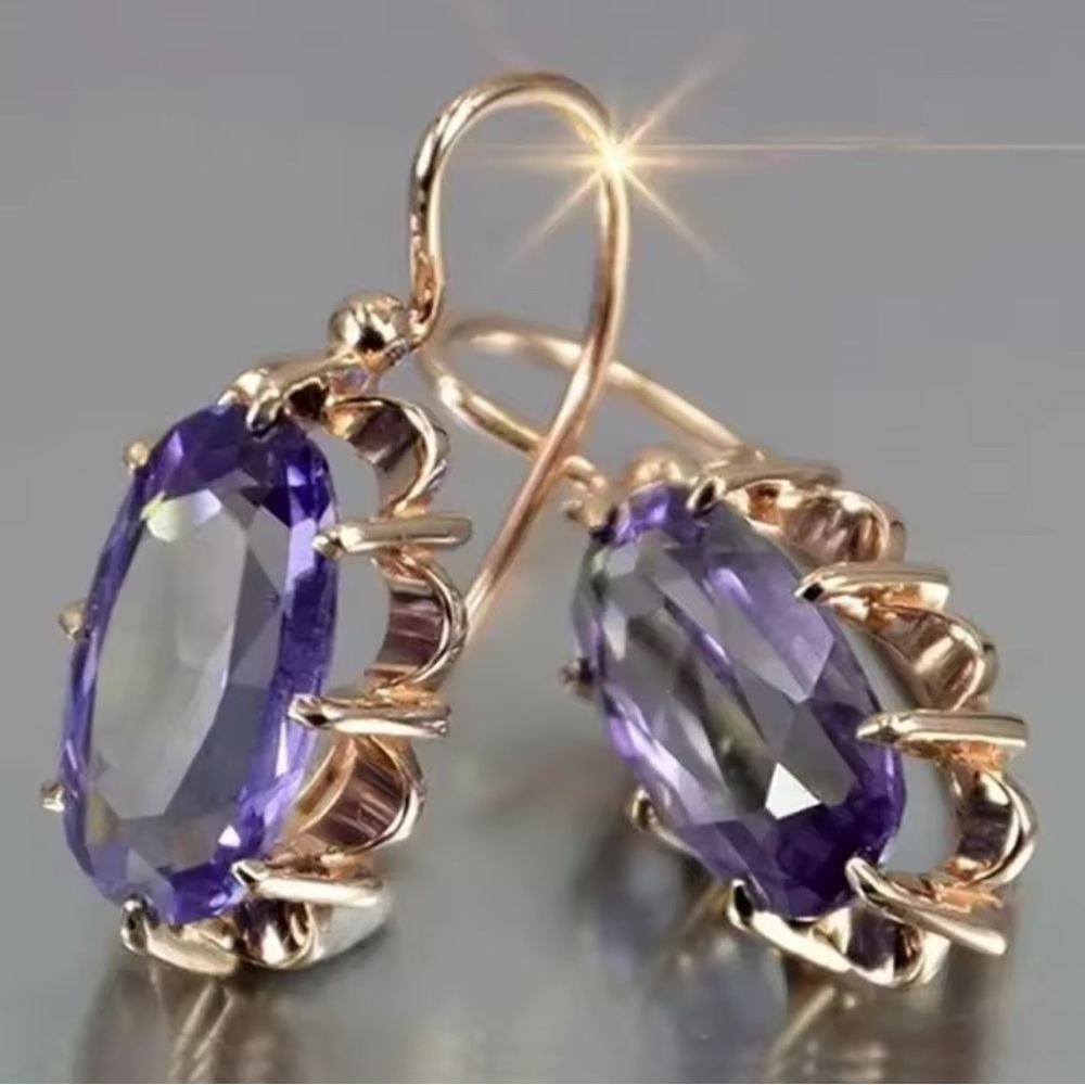 Elegant Purple and Gold Earrings